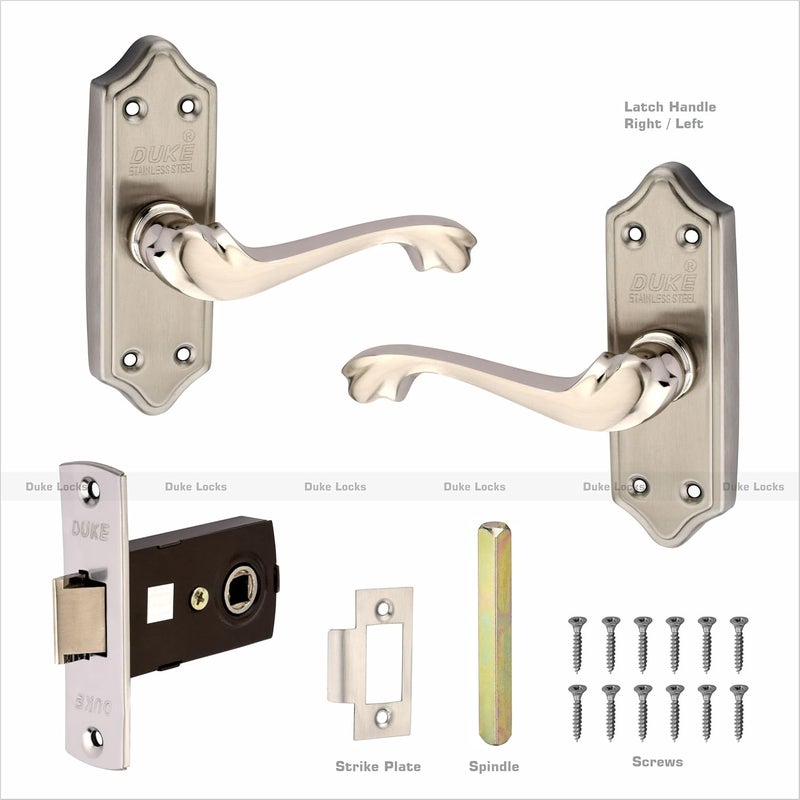 DUKElocks Duke Lock Stainless Steel Baby Mortice Set 2004 SS for Main Door Kitchen Bedroom Office Brass Latch Body with Premium Design Stainless Steel Color 100 MM 5 INCH - Image 4