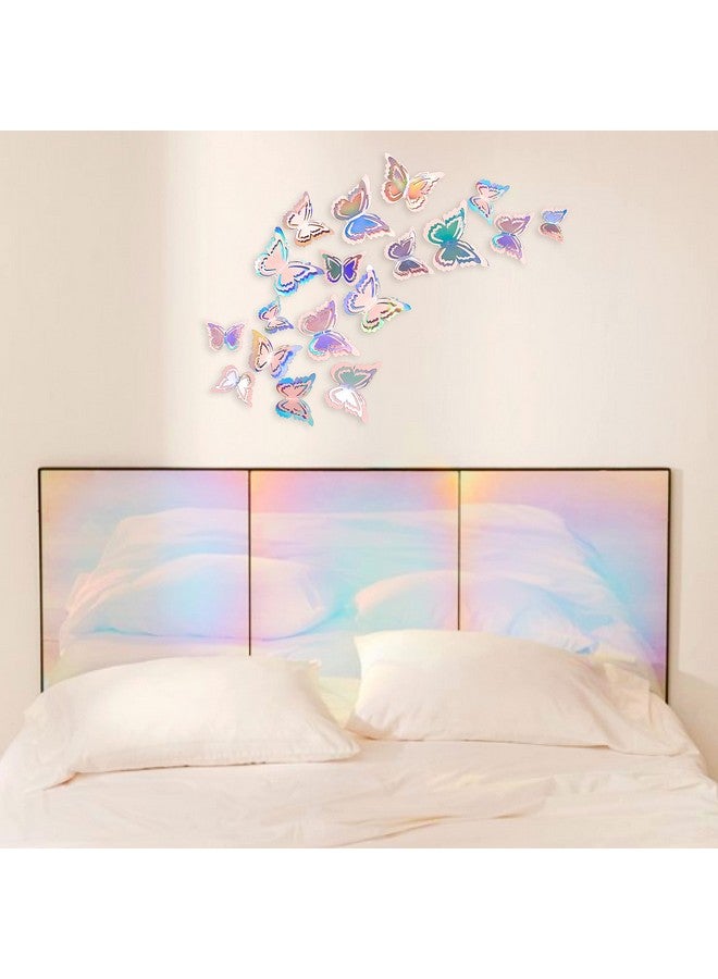 pinkblume Iridescent Pink Butterfly Decorations Stickers Blush 3D Butterfies Wall Art Removable Wall Decals For Holographic Unicorn Pastel Home Living Room Baby Bedroom Showcase Nursery Decor (27Pcs) - Image 4
