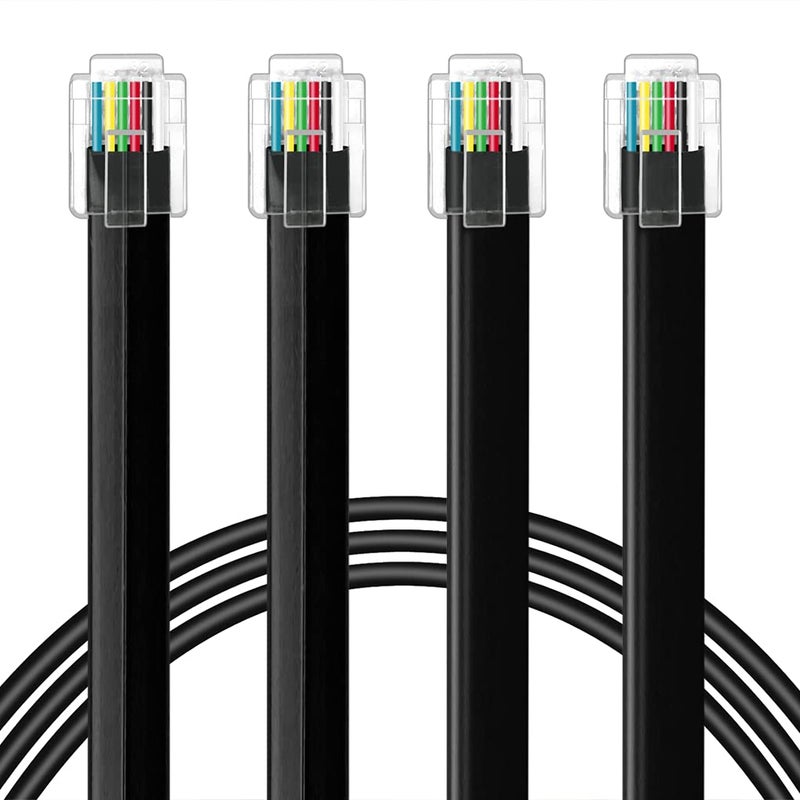 NECABLES كابل NECABLES RJ12 2Pack بطول 6 أقدام - ذكر إلى ذكر موصل سلكي مستقيم للاستخدام في البيانات والصوت باللون الأسود - Image 1