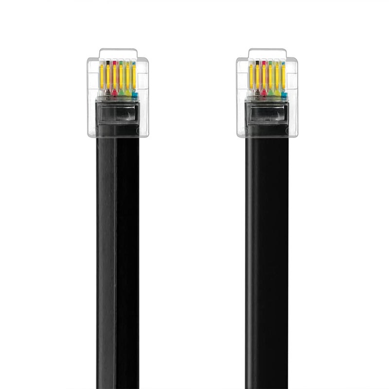 NECABLES كابل NECABLES RJ12 2Pack بطول 6 أقدام - ذكر إلى ذكر موصل سلكي مستقيم للاستخدام في البيانات والصوت باللون الأسود - Image 2