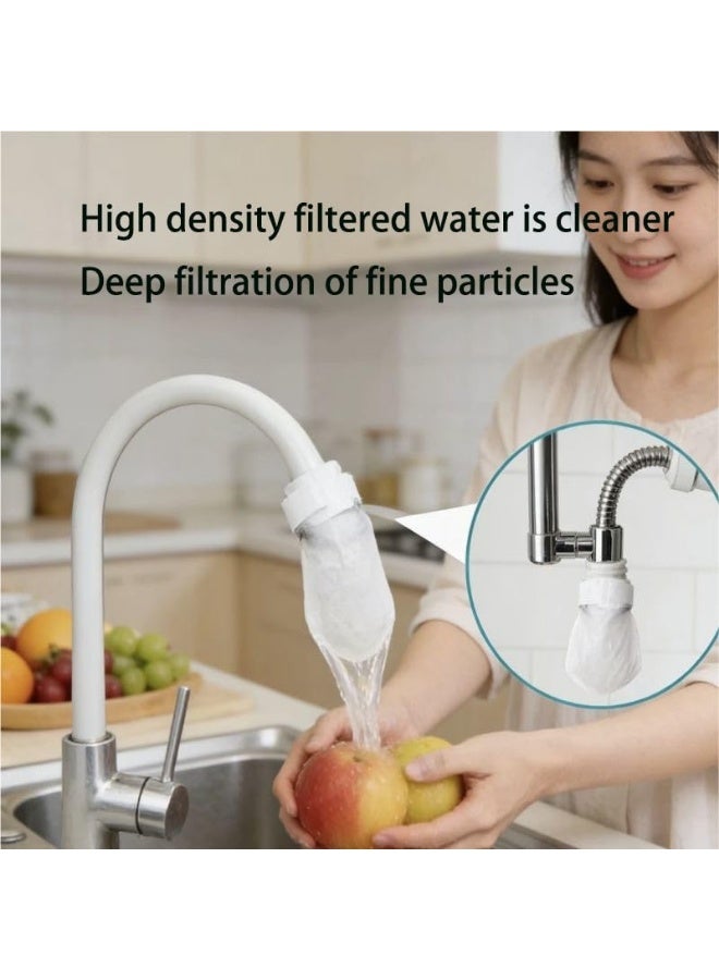 60pcs Faucet Filter Cotton Bags and T-Strips, High Density Faucet Water Filter Socks, Home Kitchen Splash-Proof Water Purifier Cover to Remove Sediment and Impurities, 60pcs Faucet Filter Cotton Bags and T-Strips, High Density Faucet Water Filter Socks, Home Kitchen Splash-Proof Water Purifier Cover to Remove Sediment and Impurities, Suitable for Most Faucets for Most Faucets - Image 2