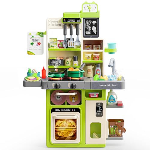 Letapapa Kids Play Kitchen Set Kitchen Toys with Realistic Sound Light Cooking Stove Sink Play Food and Kitchen Accessories Kitchen Playset Gifts for Toddlers Girls Boys - Image 1