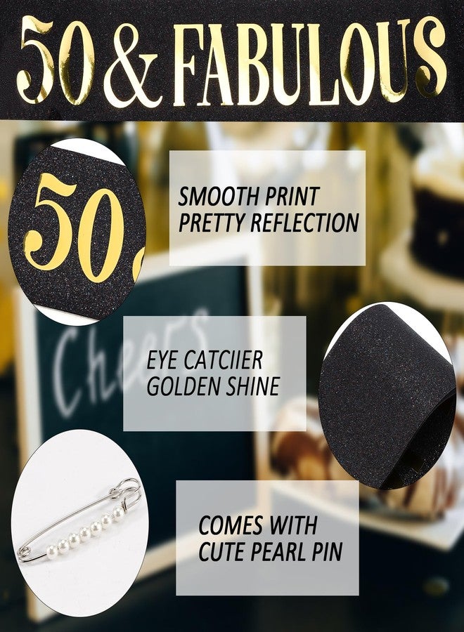 Hapdoo 50th Birthday Decorations, 50th Birthday Gifts Sash and Crown for Her Set, Happy 50 & Fabulous Party Supplies for Women, Black Gold - Image 3