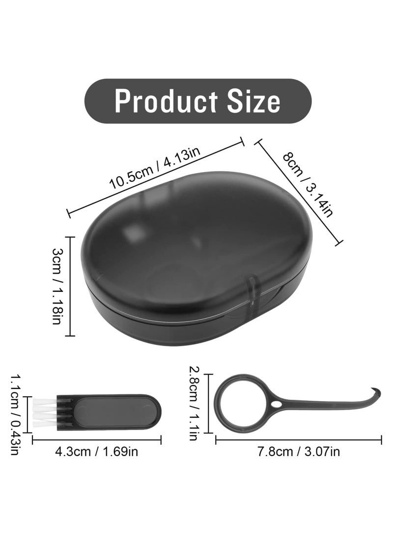 Portable Denture Case with Cleaner Brush Travel Friendly Storage for False Teeth and Retainers - Image 1