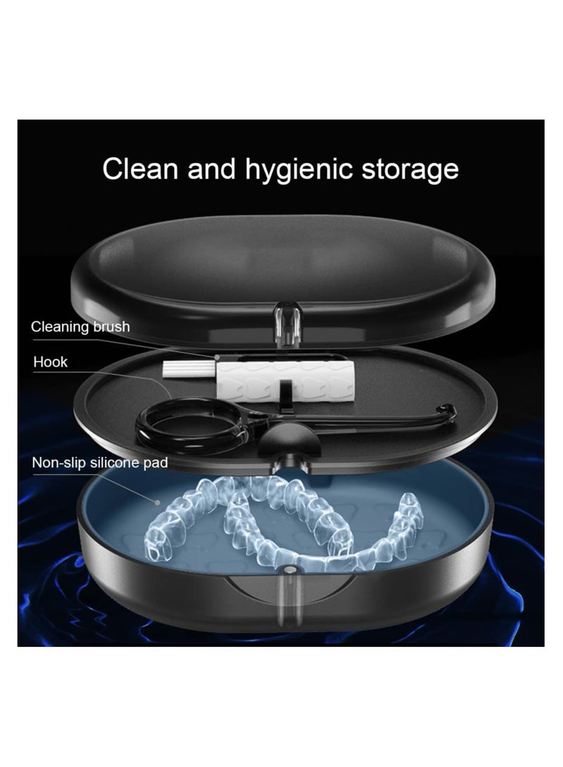 Portable Denture Case with Cleaner Brush Travel Friendly Storage for False Teeth and Retainers - Image 5