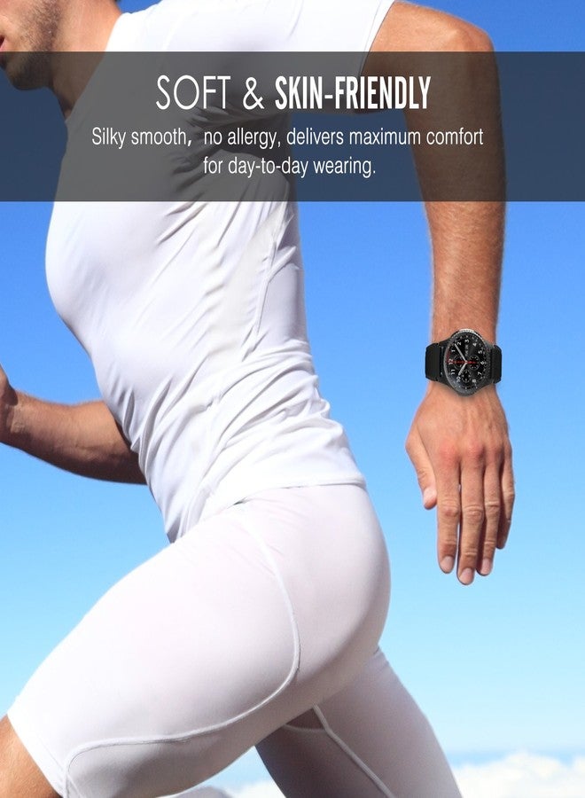 MoKo Band Compatible with Samsung Galaxy Watch 3 45mm/Gear S3 Frontier/Classic/Galaxy Watch 46mm/Huawei Watch GT 46mm/Watch GT 2e 46mm/Ticwatch S2/E2, Silicone Sport Strap Fit 22mm Band, Black - Image 4