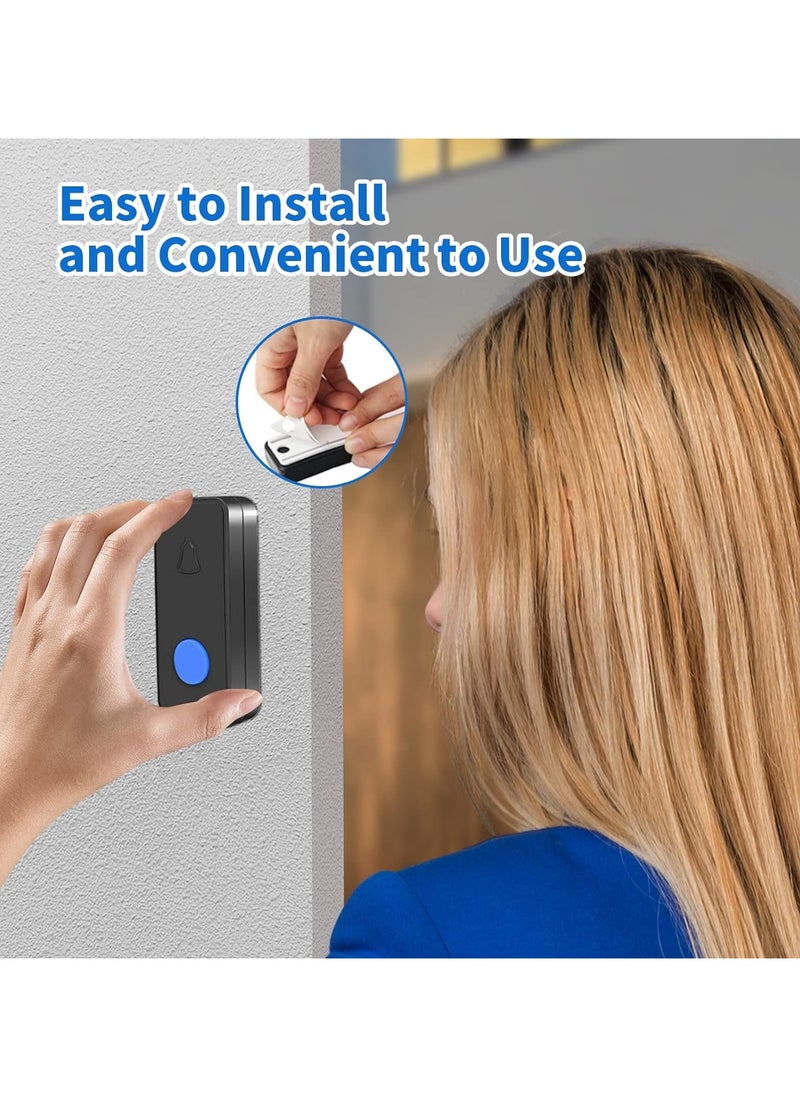 NNEWVANTE Wireless Doorbell, Battery Operated Doorbell, Easy installation Portable Waterproof Door Bell kit with 1000 Feet Long Range, 55 Chimes Adjustable Volume, 2 Buttons 1 Receiver, Black  - Image 5