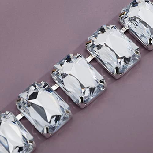Xerling Wedding Statement Crystal Choker Necklaces for Women Brides Bling Rhinestone Multicolor Chain Large Crystals Pendant Choker Collar Jewelry Necklaces (Silver) - Image 4