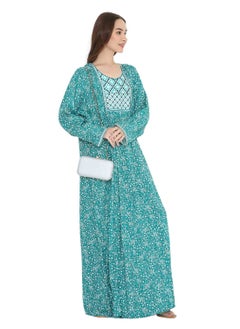 HANA & SARA UNIQUE THREAD EMBROIDERY LONG VISCOSE PRINTED WITH ARABIC KAFTAN JALABIYA DRESSES  - Image 1