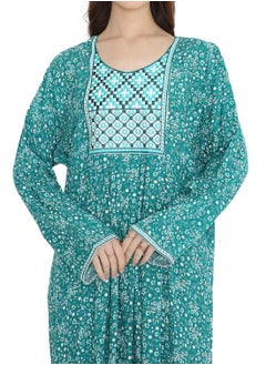 HANA & SARA UNIQUE THREAD EMBROIDERY LONG VISCOSE PRINTED WITH ARABIC KAFTAN JALABIYA DRESSES  - Image 3