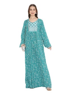 HANA & SARA UNIQUE THREAD EMBROIDERY LONG VISCOSE PRINTED WITH ARABIC KAFTAN JALABIYA DRESSES  - Image 4