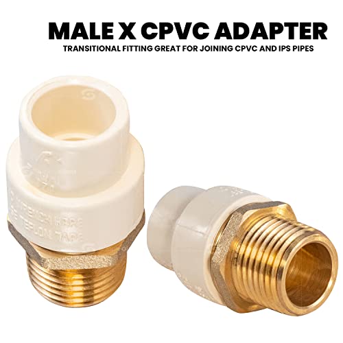 Supply Giant موصل محول Everflow Supplies BRCPM034-NL 3/4" مع ذكر نحاسي ووصلة CPVC - Image 2