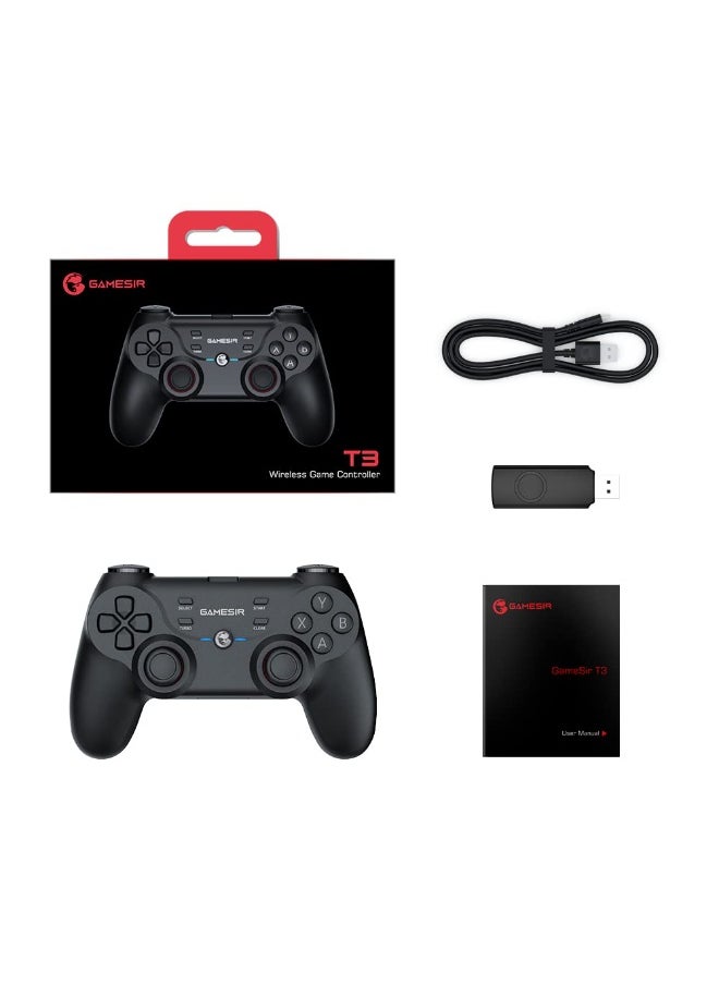 Classic Gamepad GameSir T3 Gaming Controller 2.4G Receiver for Windows PC, PC Controller with Dual Vibration, Linear Trigger Buttons Compatible with Android TV Box