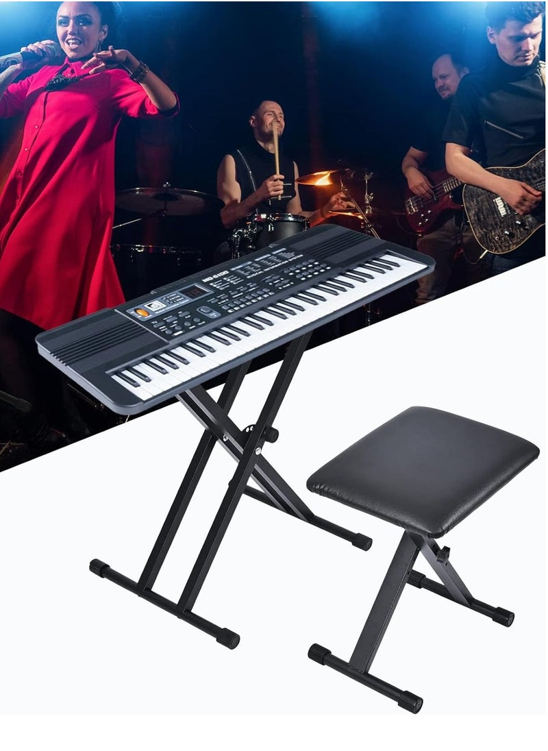Mike Music Keyboard Stands and Piano Bench Set,Double-X Keyboard Stand Adjustable & Portable Digital Piano Stand with Locking Straps,Adjustable Height and Portable  - Image 4