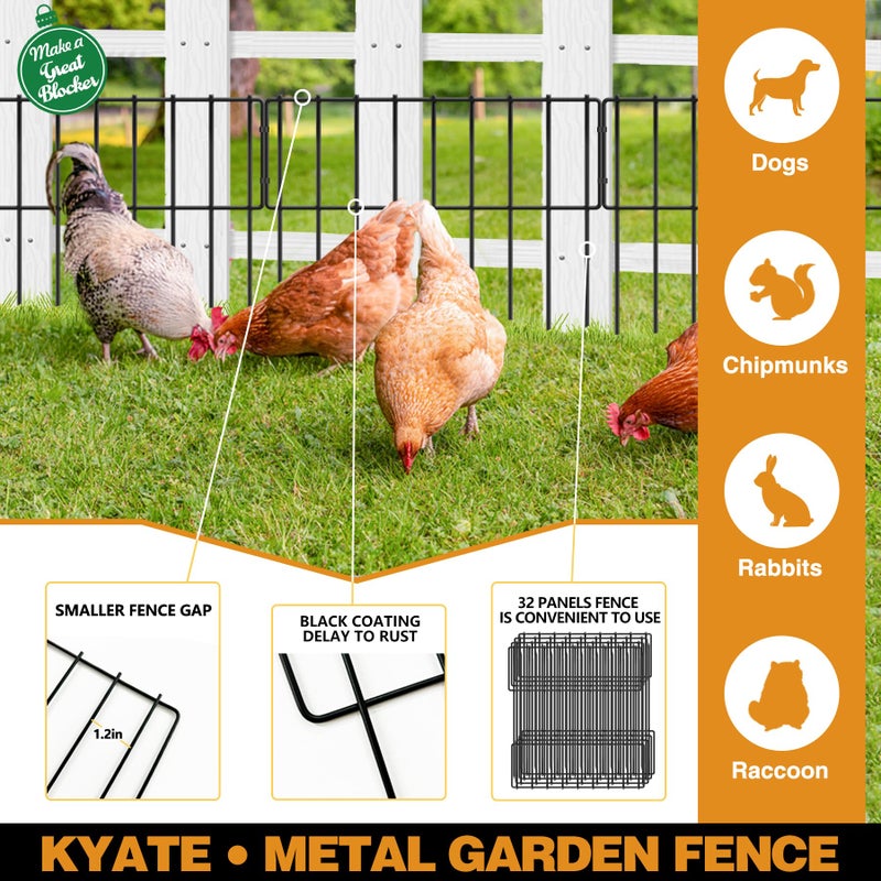 KYATE 32 Panels Animal Barrier Fence, 32ft(L) X 13inch(H) No Dig Rabbit Fences, Dog Digging Defense Ground Bottom Blockers, Rustproof Metal Border for Garden Outdoor Patio Landscaping - Image 3