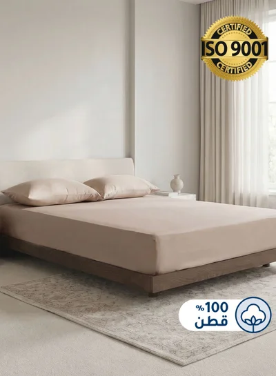 سيد المنسوجات المنزلية طقم شراشف ملائم من القطن،مصنوع من القطن 100٪ ، 200 غرزة ، يحتوي على 3 قطع بحجم كينج مع جيب عميق بعمق 35 سم