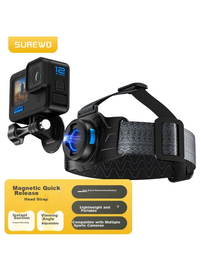 Surewo Magnetic Mount For Dji, Gopro Action Cameras, Compatible With Action 5 Pro, First-person View, Osmo Action Ace Pro 2, Action 5 4 3, Head-mounted Accessories - Image 1
