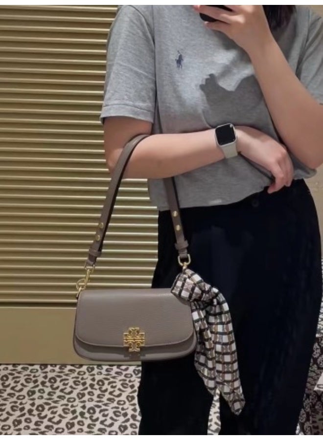 توري بورش رفرف إغلاق جلد البقر حقيبة الحصى تحت الإبط ، حقيبة الكتف ، حقيبة كروس الجسم - Image 3