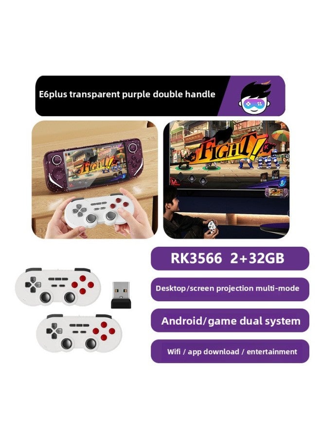 E6Plus Handheld RK3566 Dual-system Game Console 5.0 Inch With Touch HD Large Screen Support WIFI Screen-Product Color:Without Card-Model:Transparent Purple Belt Handle  - Image 1