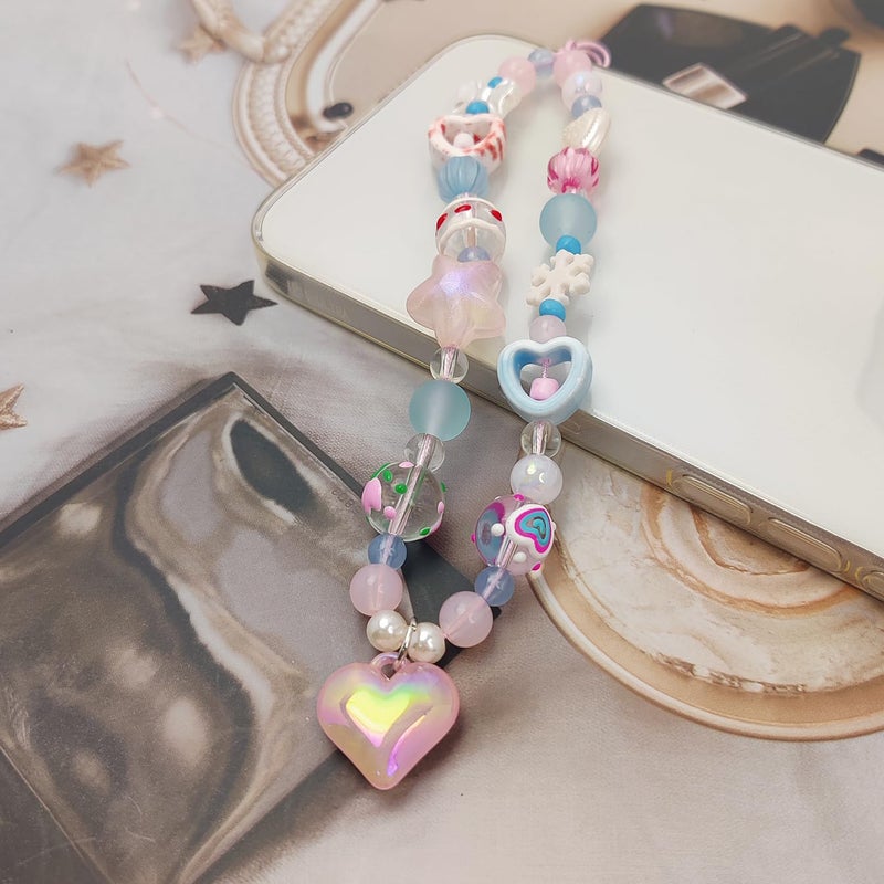 cioatu Phone Charms Cute Cherry Butterfly Cell Phone Lanyard Strap Wrist Strap for Bag Airpods Camera Pendants Decor (Pink Heart Pendant) - Image 4