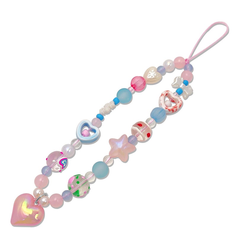 cioatu Phone Charms Cute Cherry Butterfly Cell Phone Lanyard Strap Wrist Strap for Bag Airpods Camera Pendants Decor (Pink Heart Pendant) - Image 1