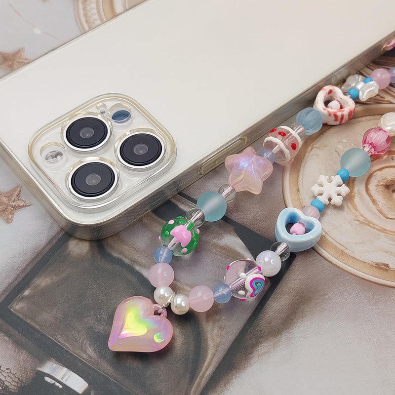 cioatu Phone Charms Cute Cherry Butterfly Cell Phone Lanyard Strap Wrist Strap for Bag Airpods Camera Pendants Decor (Pink Heart Pendant) - Image 5