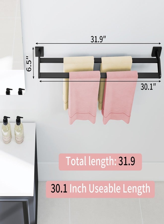 STWWO Double Towel Bars, 32 Inch Towel Holder Towel Racks for Bathroom, Stainless Steel Bath Towel Rack Towel Holder Wall Mounted, Black - Image 4