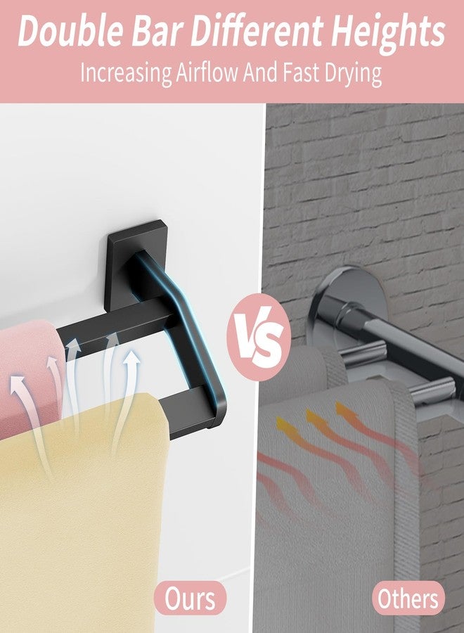 STWWO Double Towel Bars, 32 Inch Towel Holder Towel Racks for Bathroom, Stainless Steel Bath Towel Rack Towel Holder Wall Mounted, Black - Image 5