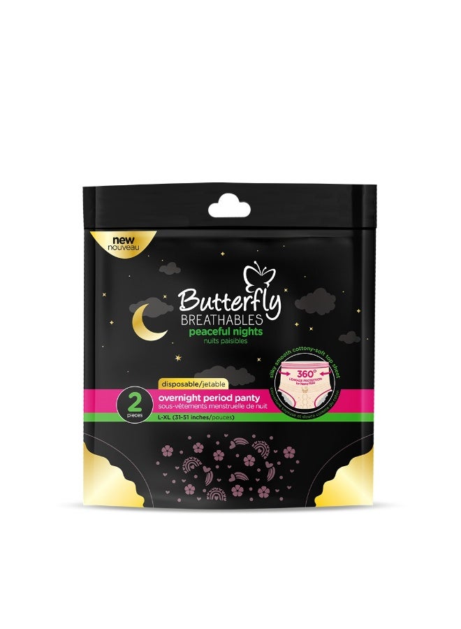 Butterfly Breathables Overnight Period Panty,L-XL, 2 Pieces - Image 1