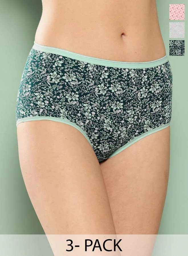 Leading Lady Pack of 3 - Printed Cotton Blend Hipster Briefs