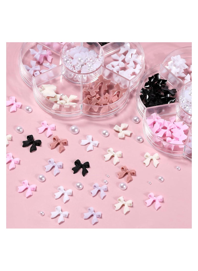 Zikra Bow Nail Charm, 3D Bow Nail Charms, 200pcs Colorful 3D Bow Charm Acrylic Jewel Rhinestones Set for Nail Design Diy Decoration, for Nail Art Decorations, Nail Art Design (2 Box 1 Tweezers ) - Image 5