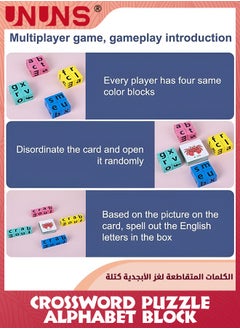 UNUNS Wooden Blocks Spelling Game,Color Letters Matching Flash Cards,Wood Alphabet Puzzles Game,Word Spelling Building Cubes Toys,Abc Matching Block Puzzle,Educational Gift For Kids Boys Girls 3 4 5  - Image 3