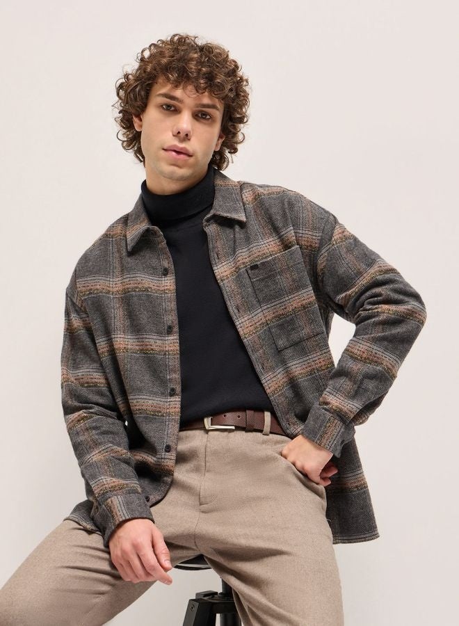 THE BEAR HOUSE Shacket for Men | Long Sleeve, Casual Button-Down | Soft, Breathable Fabric for Work, Everyday, & All-Season Wear in Stylish Design - Image 5