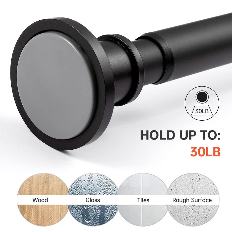 BRIOFOX Industrial Shower Curtain Rod - Rustproof Non-Slip 43-72 Inch Stainless Steel Tension Curtain Rod for Window or Bathroom, Matte Black - Image 4