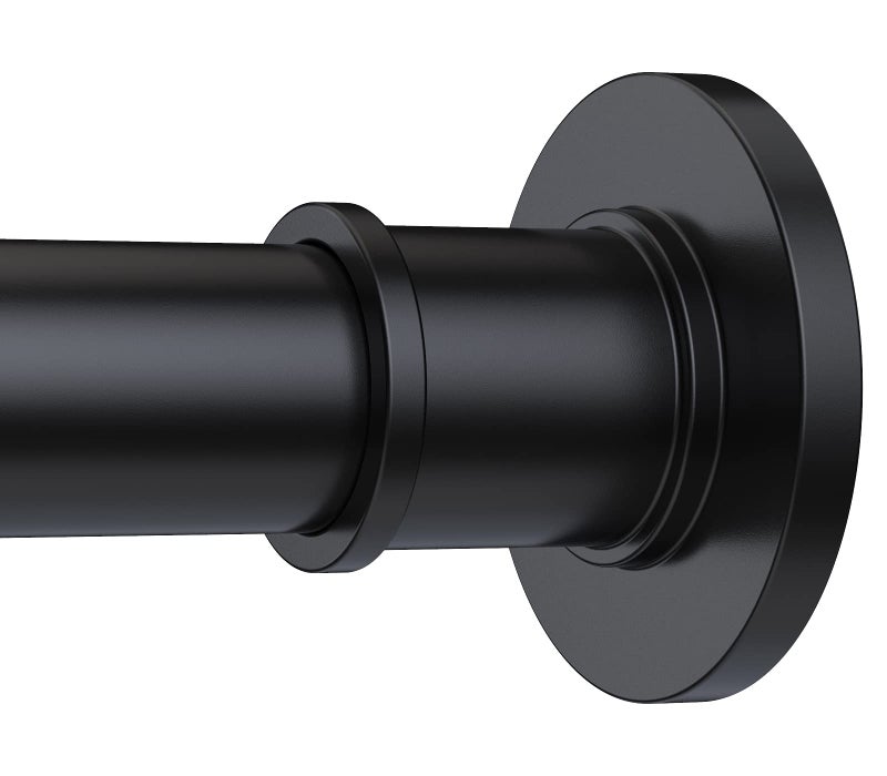 BRIOFOX Industrial Shower Curtain Rod - Rustproof Non-Slip 43-72 Inch Stainless Steel Tension Curtain Rod for Window or Bathroom, Matte Black - Image 1