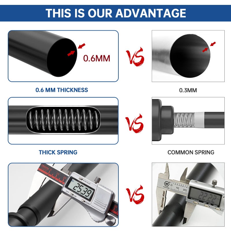 BRIOFOX Industrial Shower Curtain Rod - Rustproof Non-Slip 43-72 Inch Stainless Steel Tension Curtain Rod for Window or Bathroom, Matte Black - Image 5