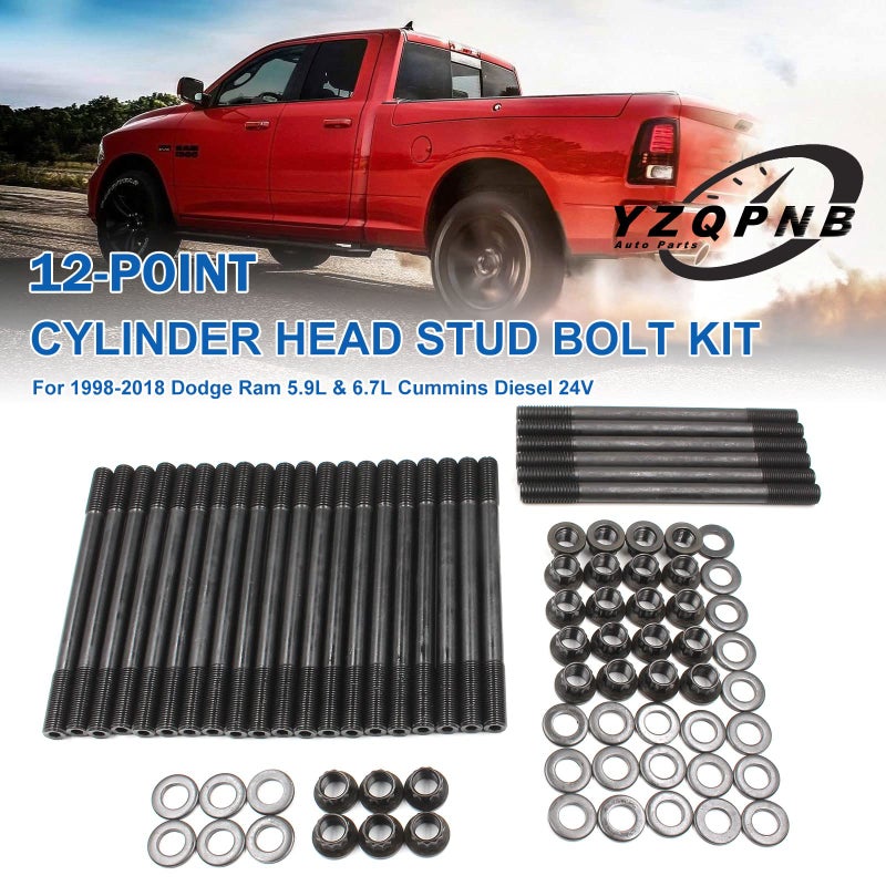 YZQPNB Cylinder Head Stud Bolt Kit Compatible with 19982020 Dodge Ram 2500 3500 4500 5500 Cummins 59L 67L 24V Diesel Replace 2474202