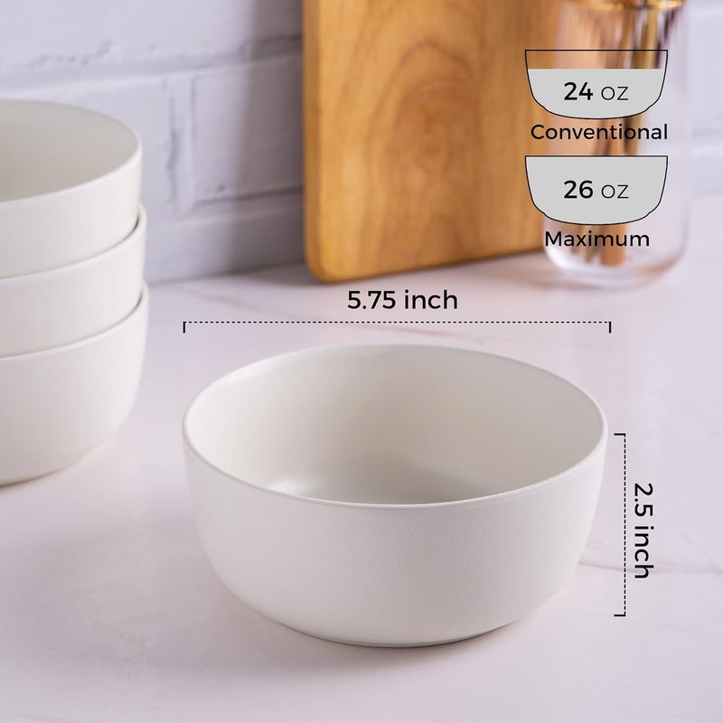 AmorArc Stoneware Cereal Bowls Set of 4, 26oz Ceramic Soup Bowls Set for Cereal Soup Snacks, Modern Kitchen bowls for Meal, Dishwasher &Microwave Safe - Image 2