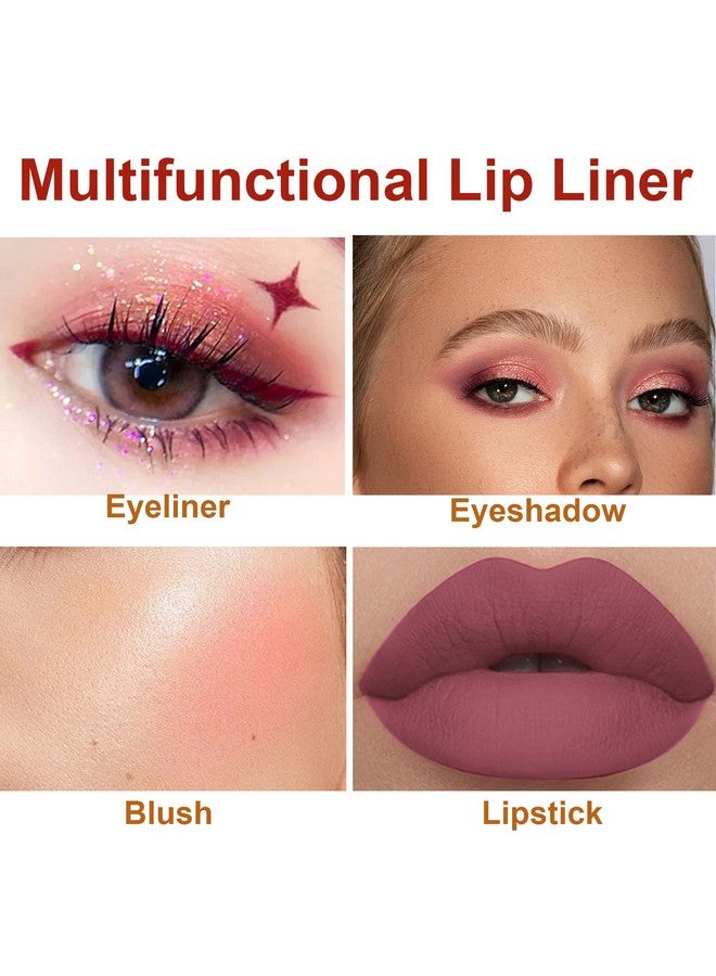 Rosarden 2Pcs Matte Lipstick And Lip Liner Set Cream Nude Mauve Long Lasting Waterproof Lipliner Pencil & Plumper Lip Gloss Retractable Lip Liner And Liquid Lipstick For Women Girls Lip Makeup - Image 5