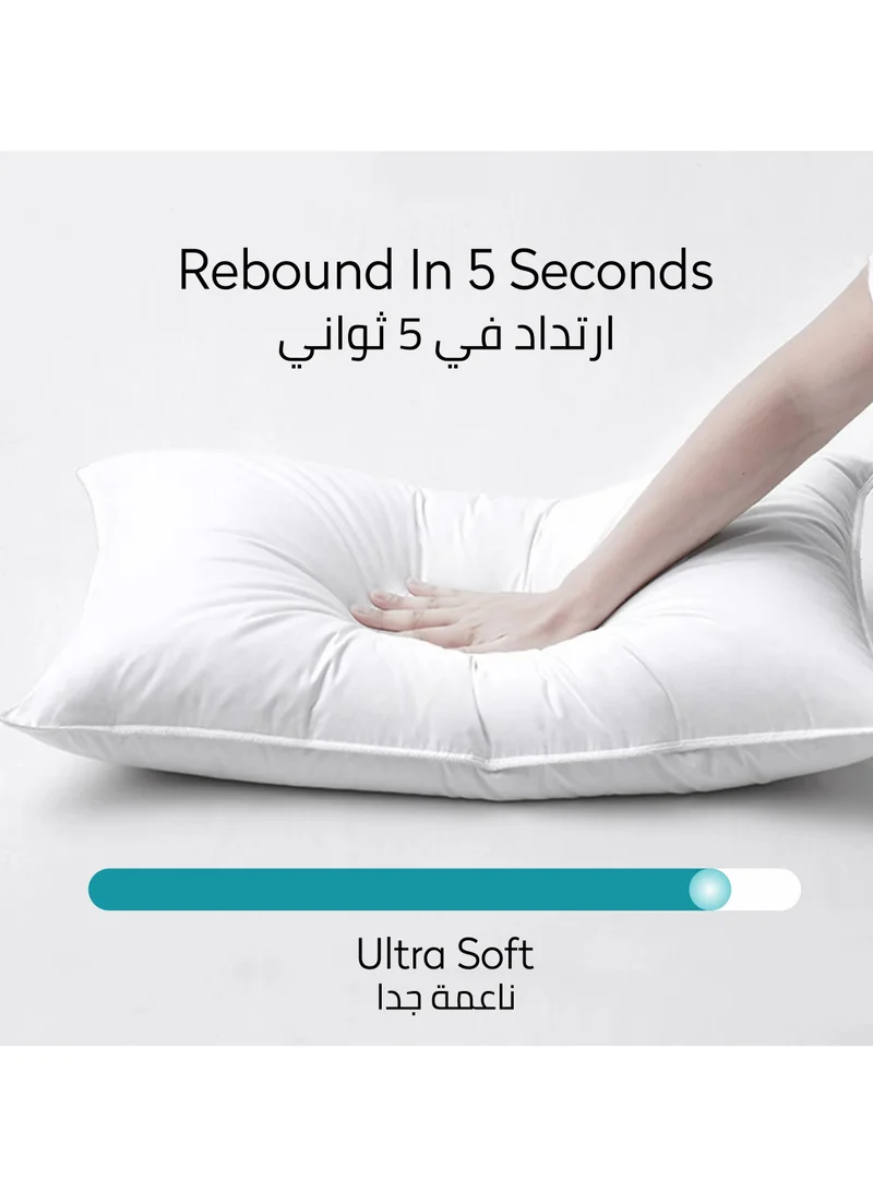 Donetella White-1200g (Pack of-1) Cotton Pillow Hotel Style, 1200 Gms, 1 Piece, Size 50x75 cm, Satin Stripes, Double Edge Stitched Premium Gel Fiber, Soft & Plush Bed Pillow  | Best Price UAE