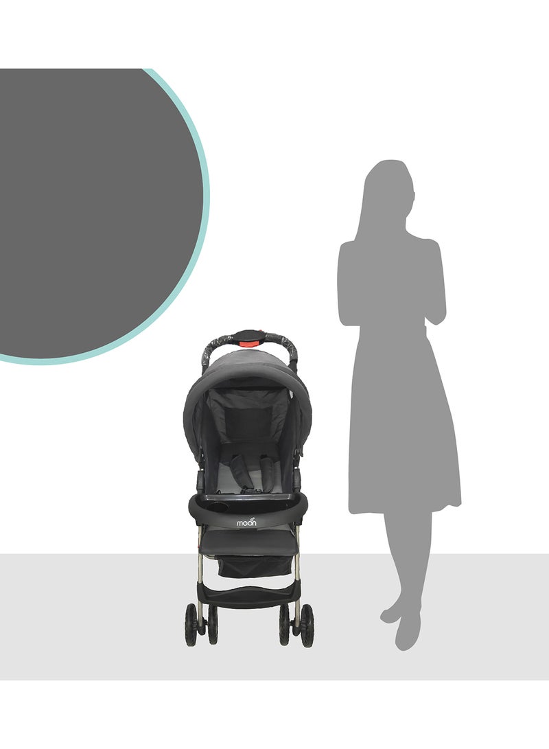 Moon Easy  One Hand Fold Stroller, Multi-Postion Reclining Seat For Infant - Grey - Image 4