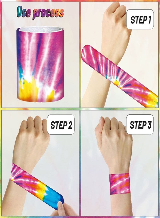 Lcnjscgo 60PCS Tie Dye Party Favors Slap Bracelets, Groovy Wristbands Bracelets Goodie Bag Fillers for Tie Dye Birthday Decorations Supplies for Boys and Girls kids Adults - Image 5