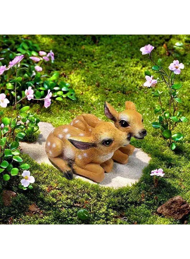 Realistic Handcrafted Sika Deer Couple Figurine Weather Resistant Resin Statue for Garden Home Lawn Patio Tabletop Decoration - Image 1