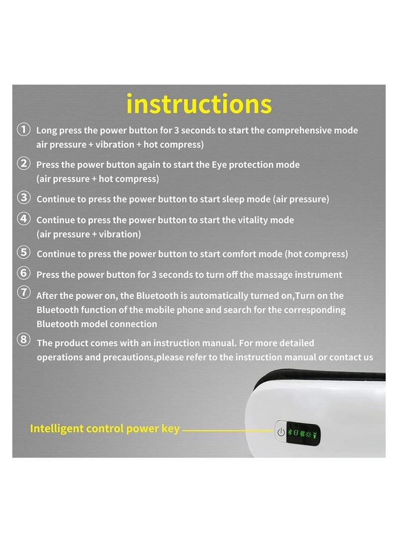Foldable Eye Massager with Heat, Compression, Air Pressure  Vibration Massage to Alleviate Eye Exhaustion Adjustable in 5 Modes, Eye Massager with Bluetooth Music, USB Rechargeable - Image 3