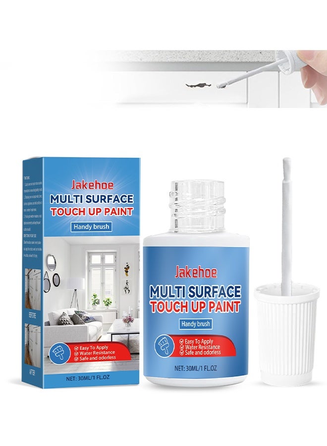 Jakehoe Multi Surface Touch Up Paint, White Touch Up Paint, Multi Surface Touch Up Paint Pen, Quickly Repairs for House Minor Chips, Walls, Wood, Interior and Exterior Satin Enamel Paint 30ml - Image 1
