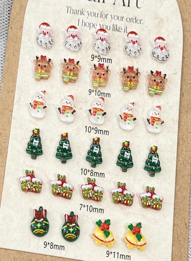 LYLYNB 50Pcs Christmas Nail Charms 3D Xmas Nail Art Charms Jewelry Cute Design Nail Art Craft Resin Charms Reindeer Santa Claus Snowman Bell Nail Accessories for Women Merry Christmas Manicure Decorations - Image 3