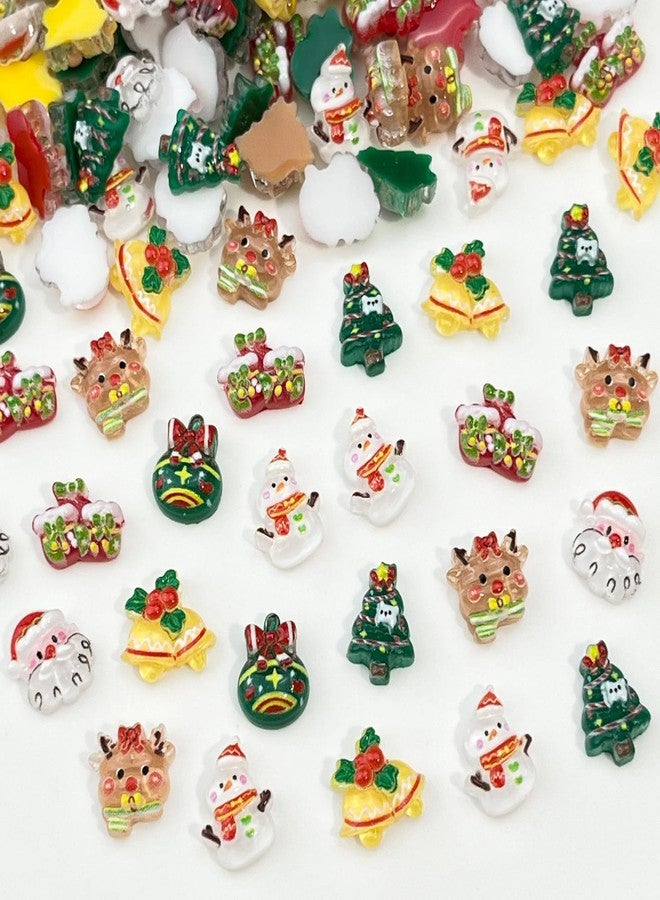 LYLYNB 50Pcs Christmas Nail Charms 3D Xmas Nail Art Charms Jewelry Cute Design Nail Art Craft Resin Charms Reindeer Santa Claus Snowman Bell Nail Accessories for Women Merry Christmas Manicure Decorations - Image 1