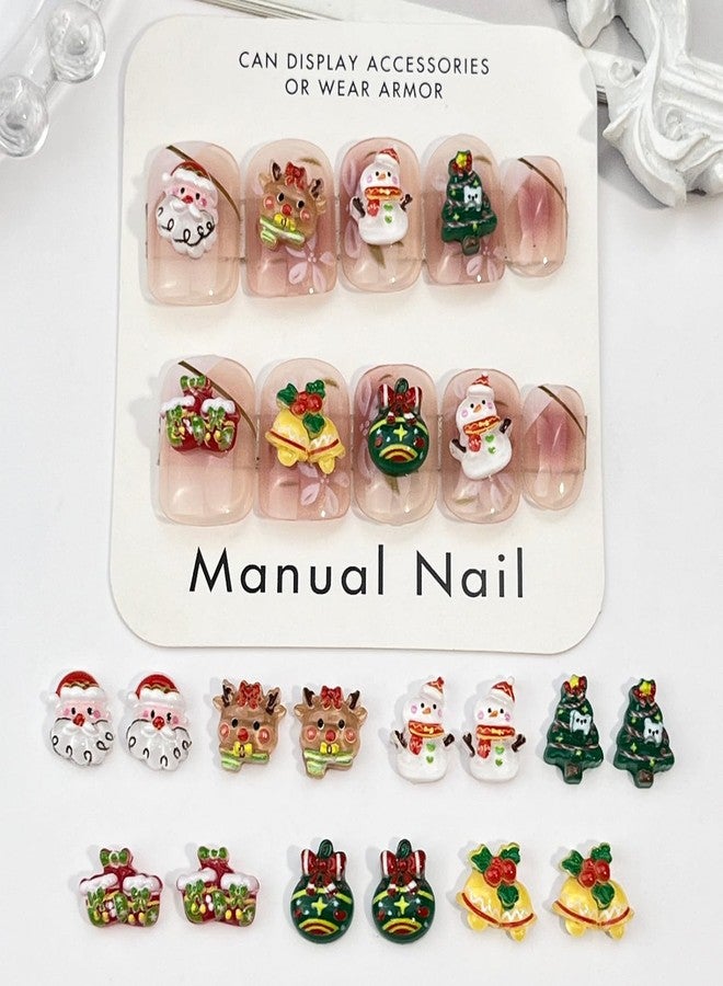 LYLYNB 50Pcs Christmas Nail Charms 3D Xmas Nail Art Charms Jewelry Cute Design Nail Art Craft Resin Charms Reindeer Santa Claus Snowman Bell Nail Accessories for Women Merry Christmas Manicure Decorations - Image 2