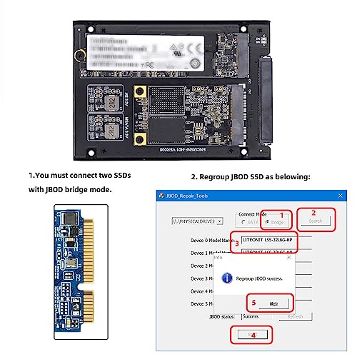 NFHK Dual MSATA NGFF BM SSD Card JBOD Raid0 Span Bridge to 25inch SATA Combo HDD Disk Drive Enclosure - Image 3