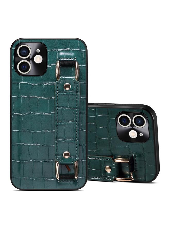 اس-توب جراب لهاتف iPhone 12 مع سوار معصم من جلد التمساح ومحفظة وغطاء خلفي من الجلد - Image 1